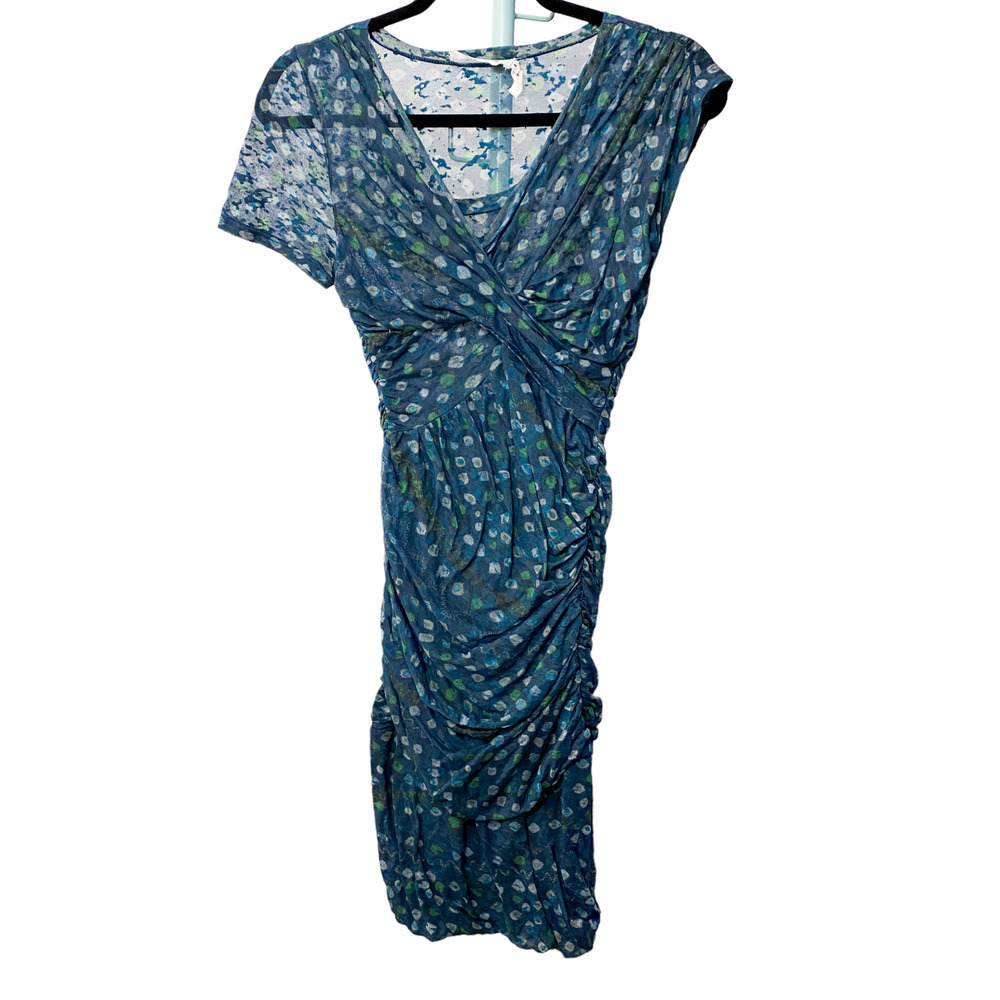 Isabel Marant etoile Teal Blue Ruched Sheath Bodycon Dress Medium